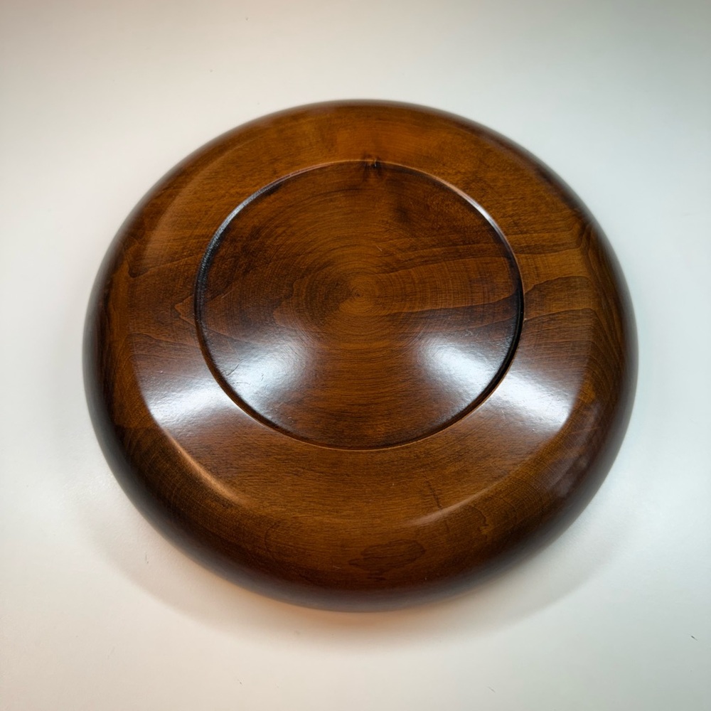 Vintage Folk Art Japanese Mid Century Intricate Laquared Hand Carved Wood Plate - Picture 2 of 12